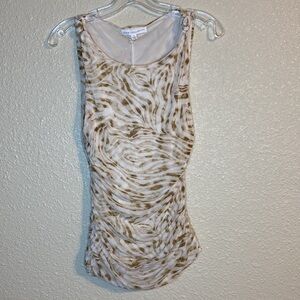 Jane + Delancey Tan/Brown Sleeveless Top with Ruched Sides Size Small NWT